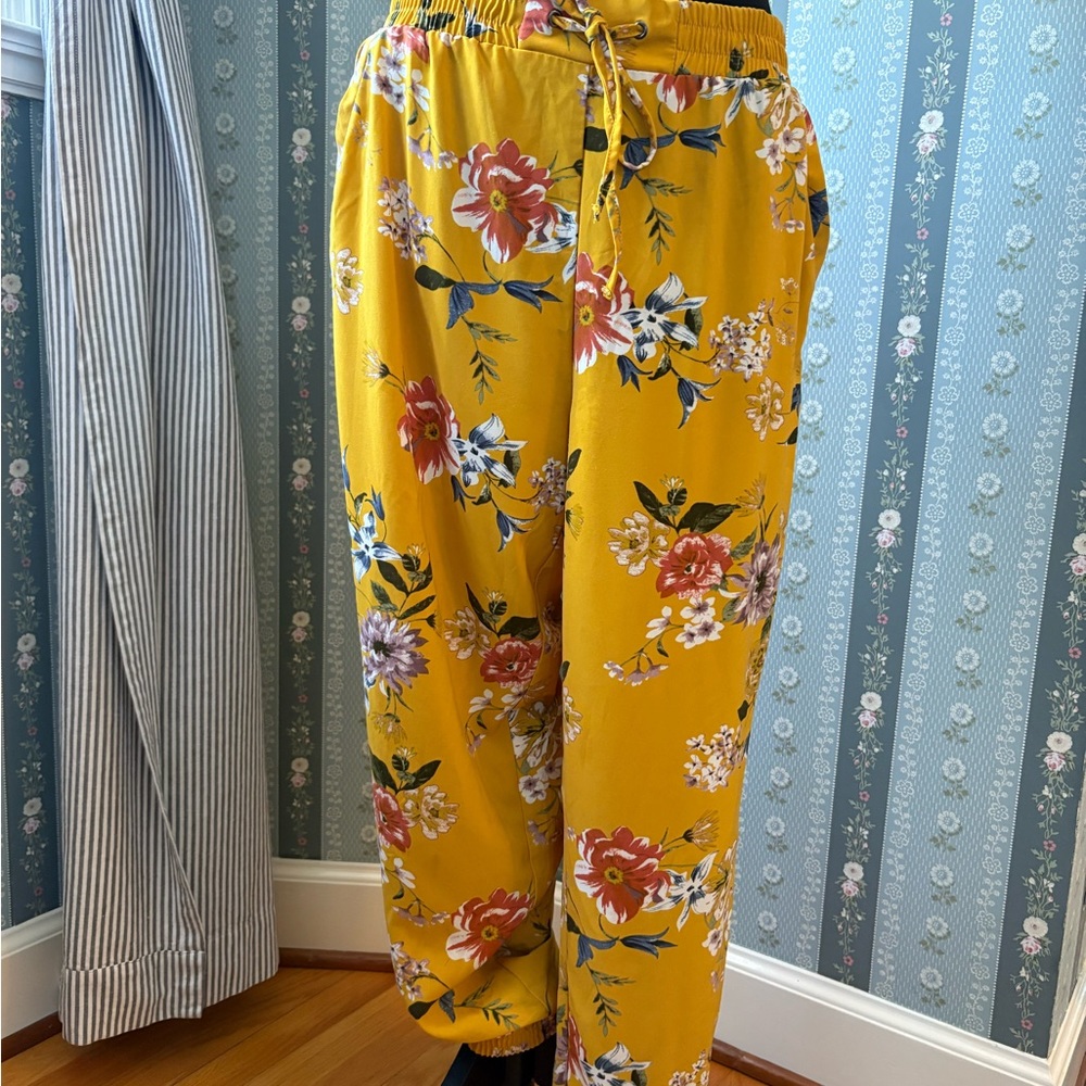 Floral Drawstring Dress Pants